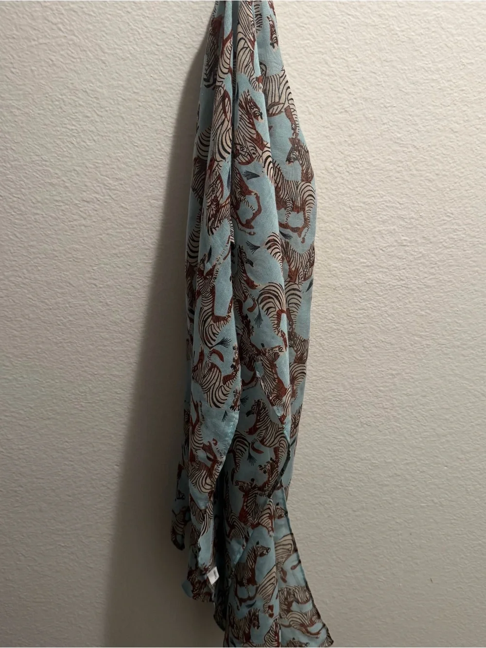 Light Blue Zebra-Print Scarf & Wrap in Brown Accent